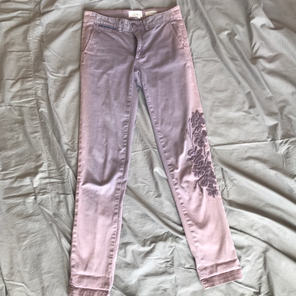 Anthro chino purple w/flower embroidery 25 - Picture 6 of 15